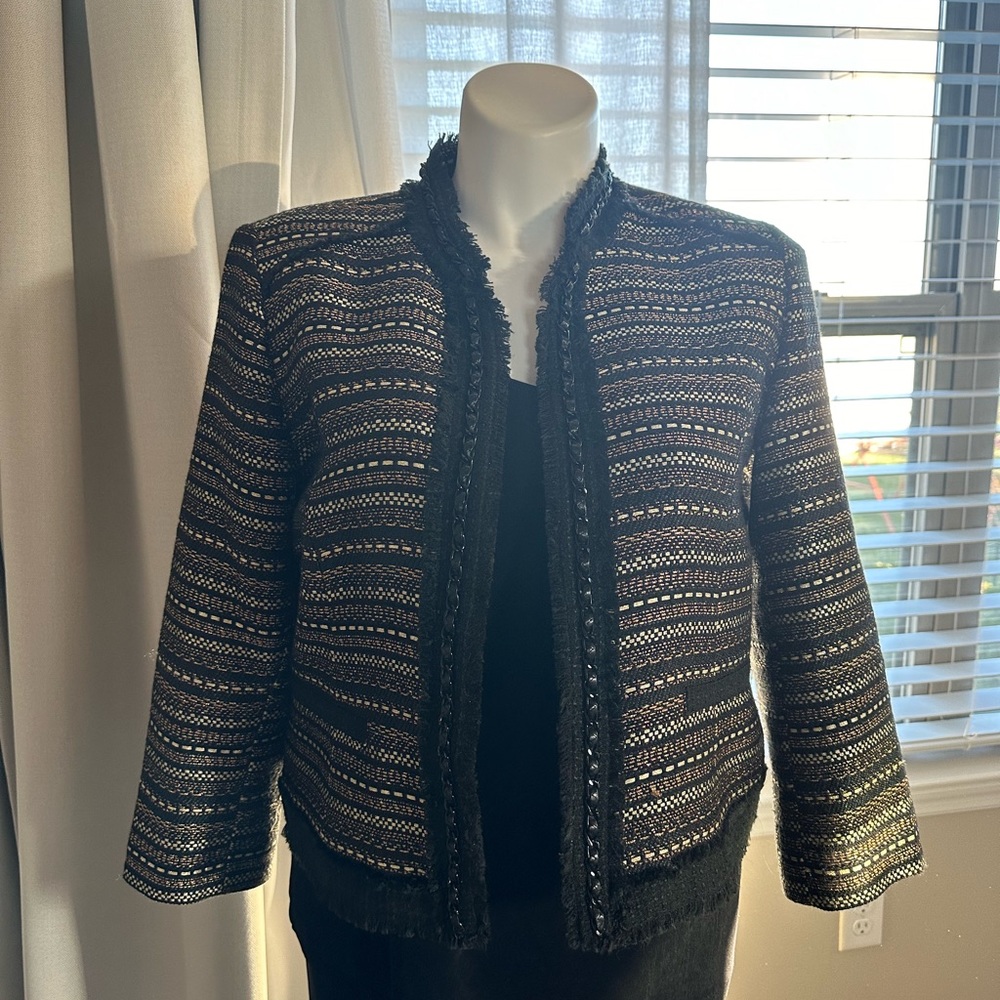 Chicos textured metallic blazer size L (2)